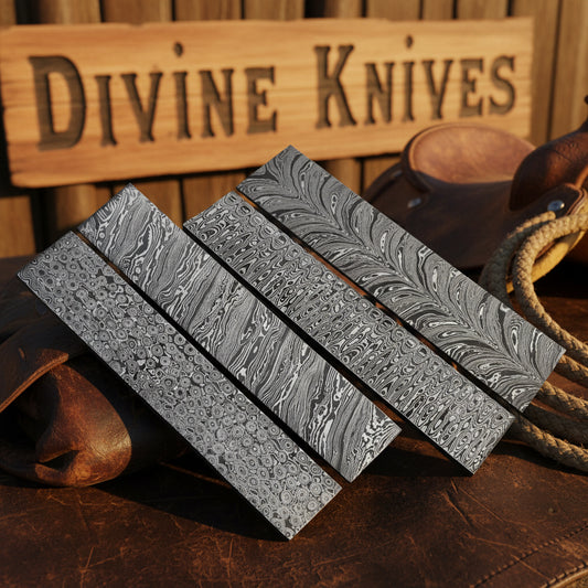 5 Forged Bars Mixed Pattern Damascus Billet Set