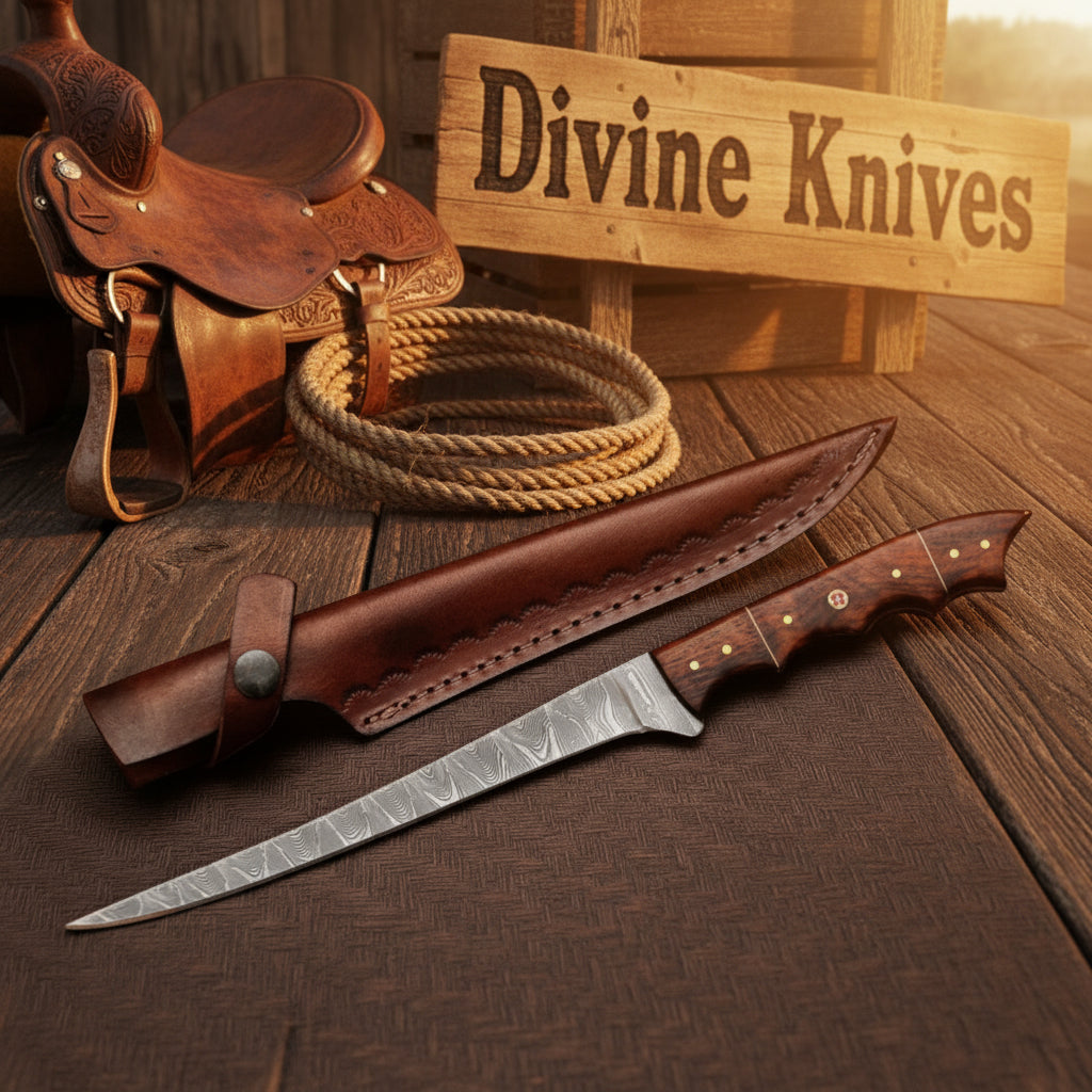 8- Inch Dymondwood Fillet Knife with Leather Sheath