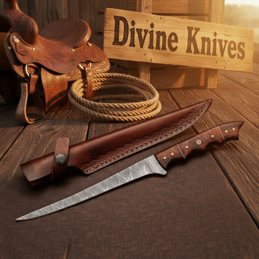8- Inch Dymondwood Fillet Knife with Leather Sheath