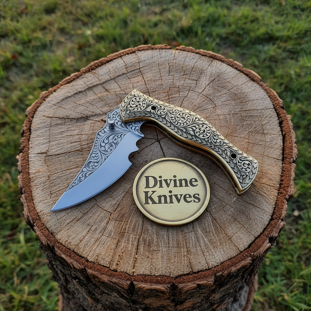 Engraved folding knife