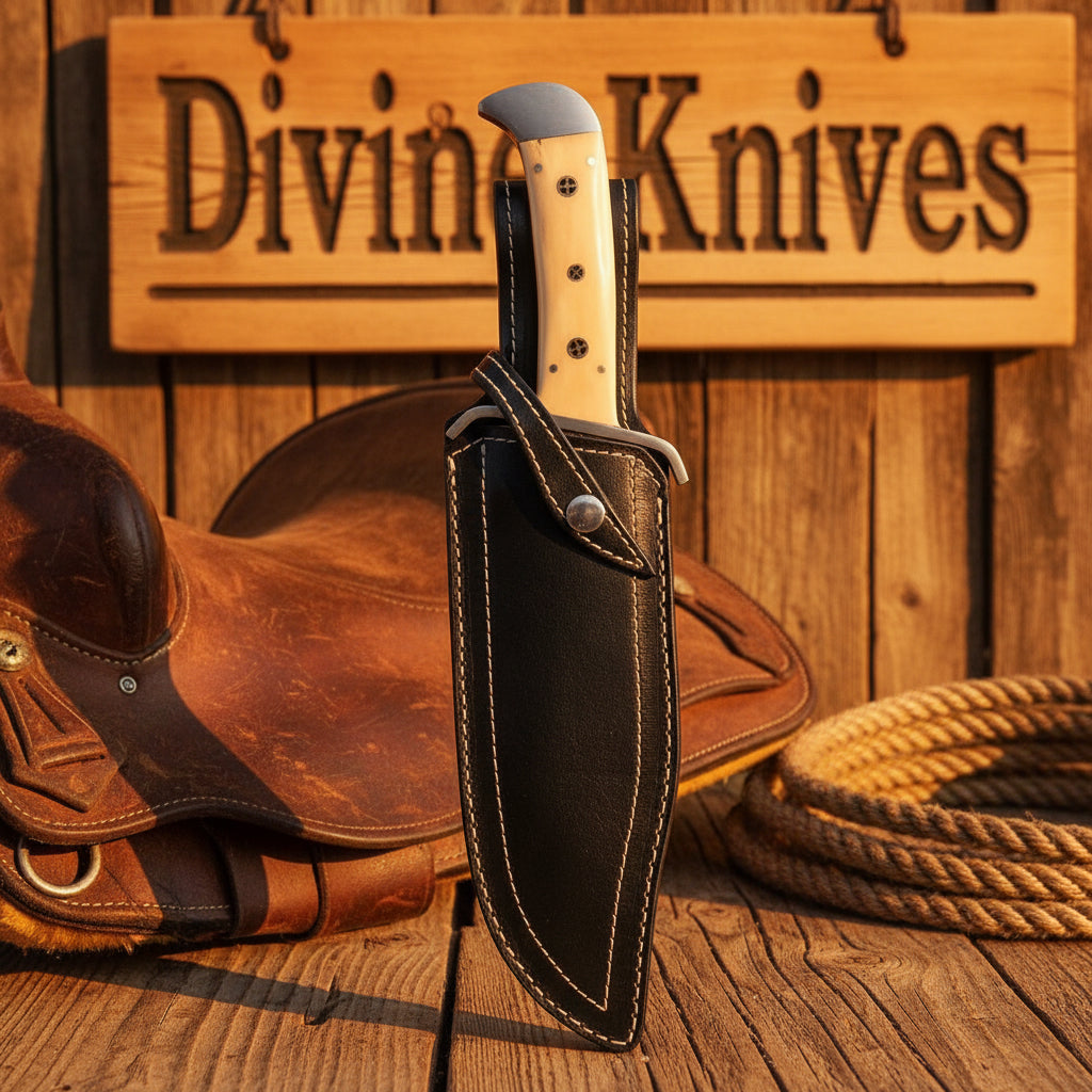 Camel Bone Sub-Hilt Bowie with Choked-Up Guard
