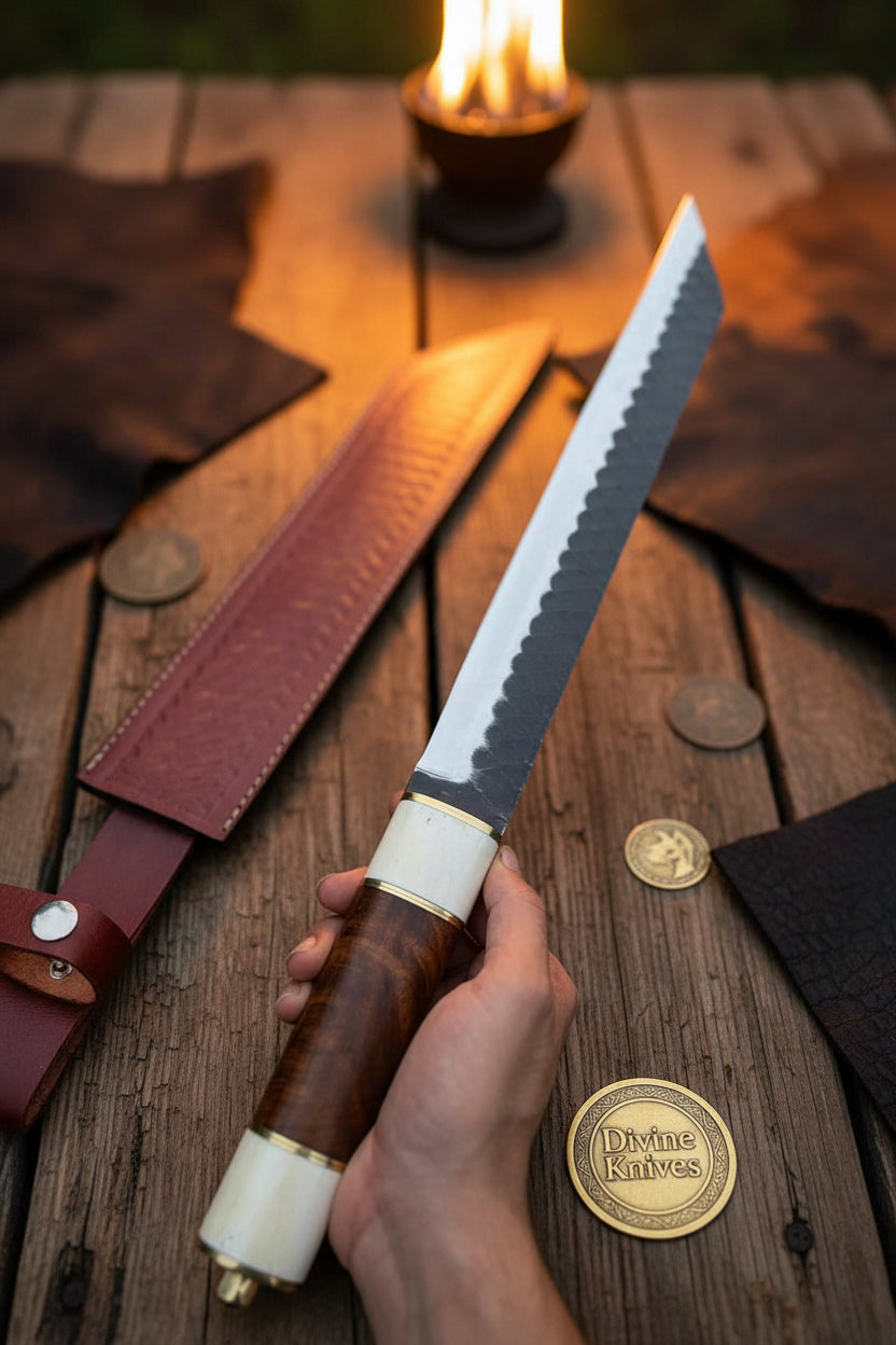 Kuroryu Tanto with Hand-Ground Blade and Traditional Wa-Style Handle