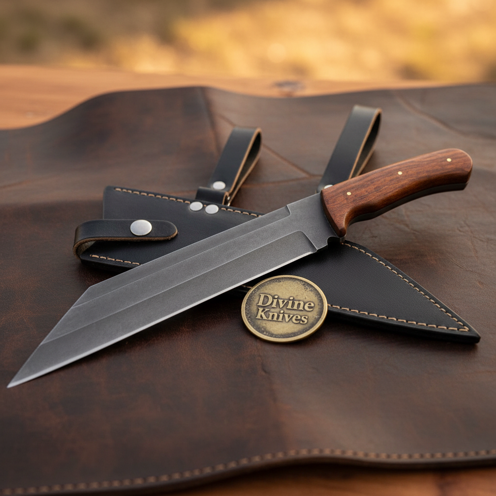 Rosewood Black-Coated Tanto Knife with Natural Wood Handle for Outdoor Work