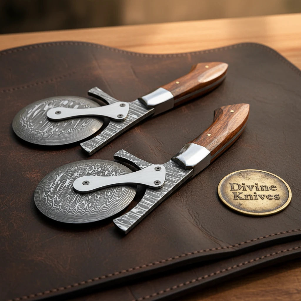 Rosewood Handle Pizza Cutter Knife Set of Two