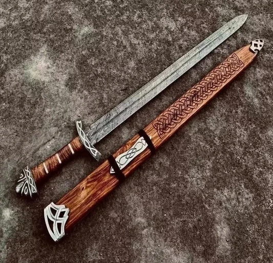Norwegian Viking Sword with Carved Norse Knotwork
