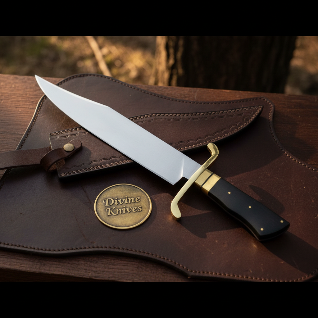 S-Guard Old West Bowie Knife with Curved Brass Guard