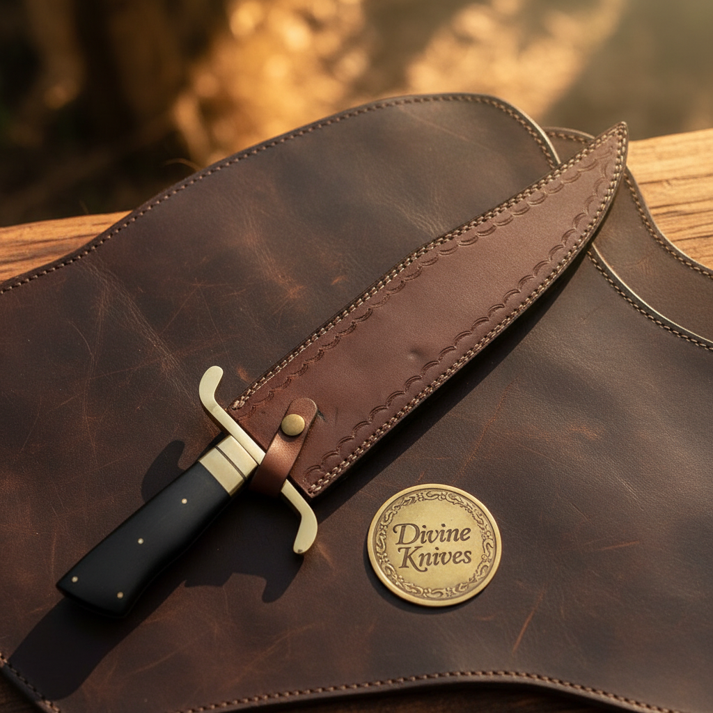 S-Guard Old West Bowie Knife with Curved Brass Guard