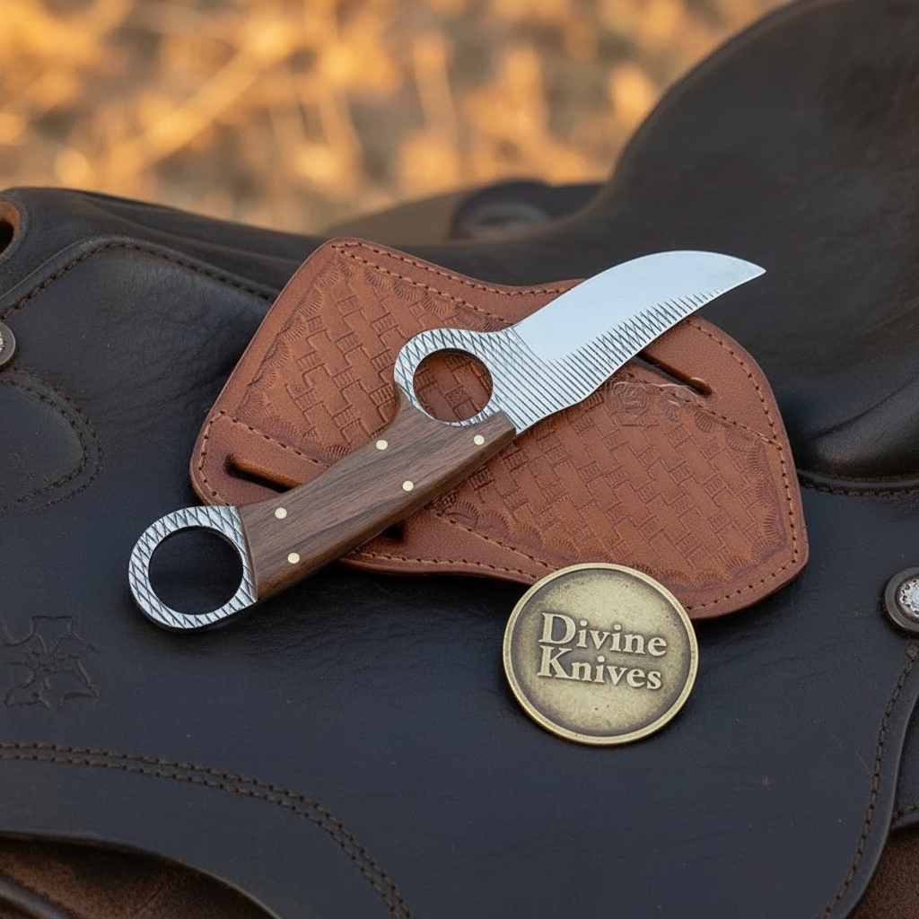 Karambit-Style Bull Cutter Knife for Ranch Work and Collecting