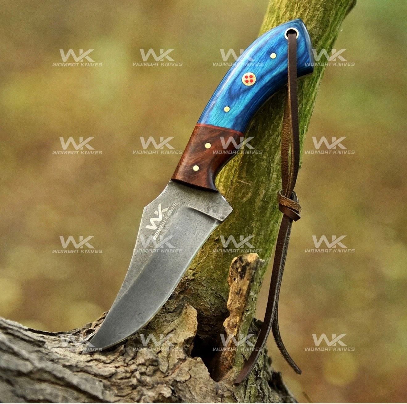 Blue Pakkawood Rite Edge Skinner with Stabilized Wood Handle