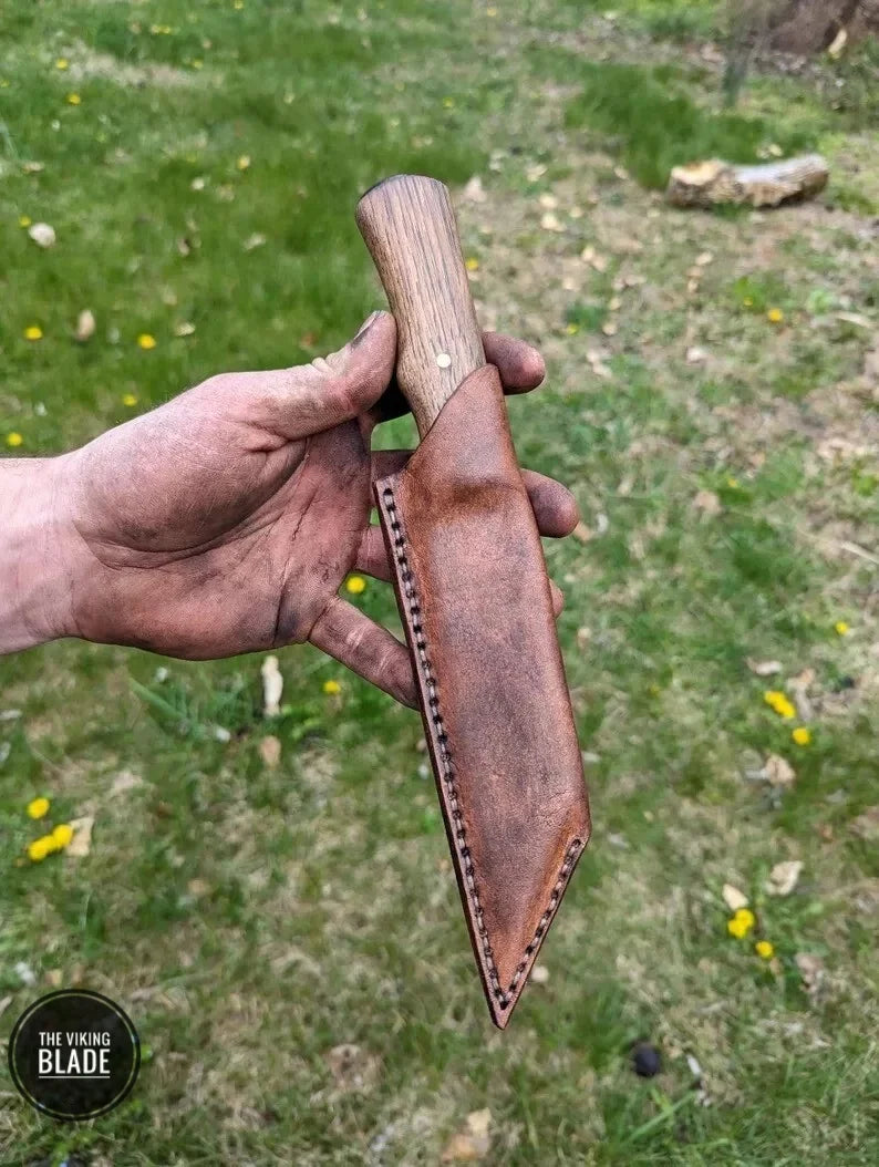 Hand-Forged Kiridashi Utility Knife with Oak Wood Handle
