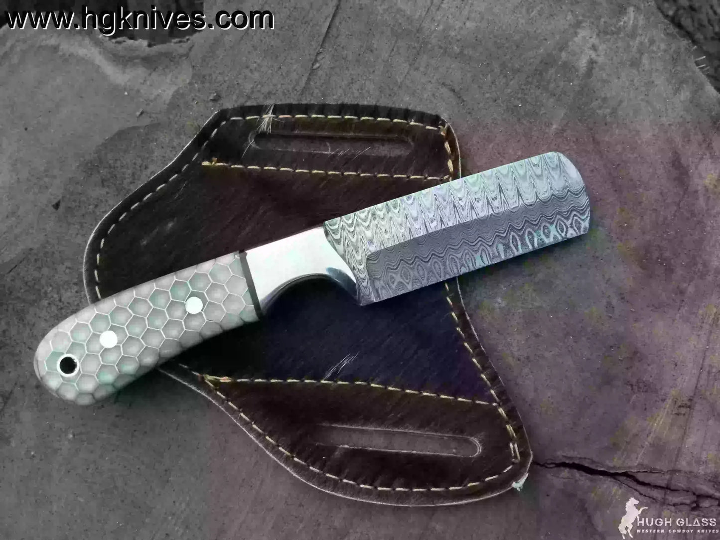 Honeycomb Handle Bull Cutter Knife for Ranch Work and Collecting