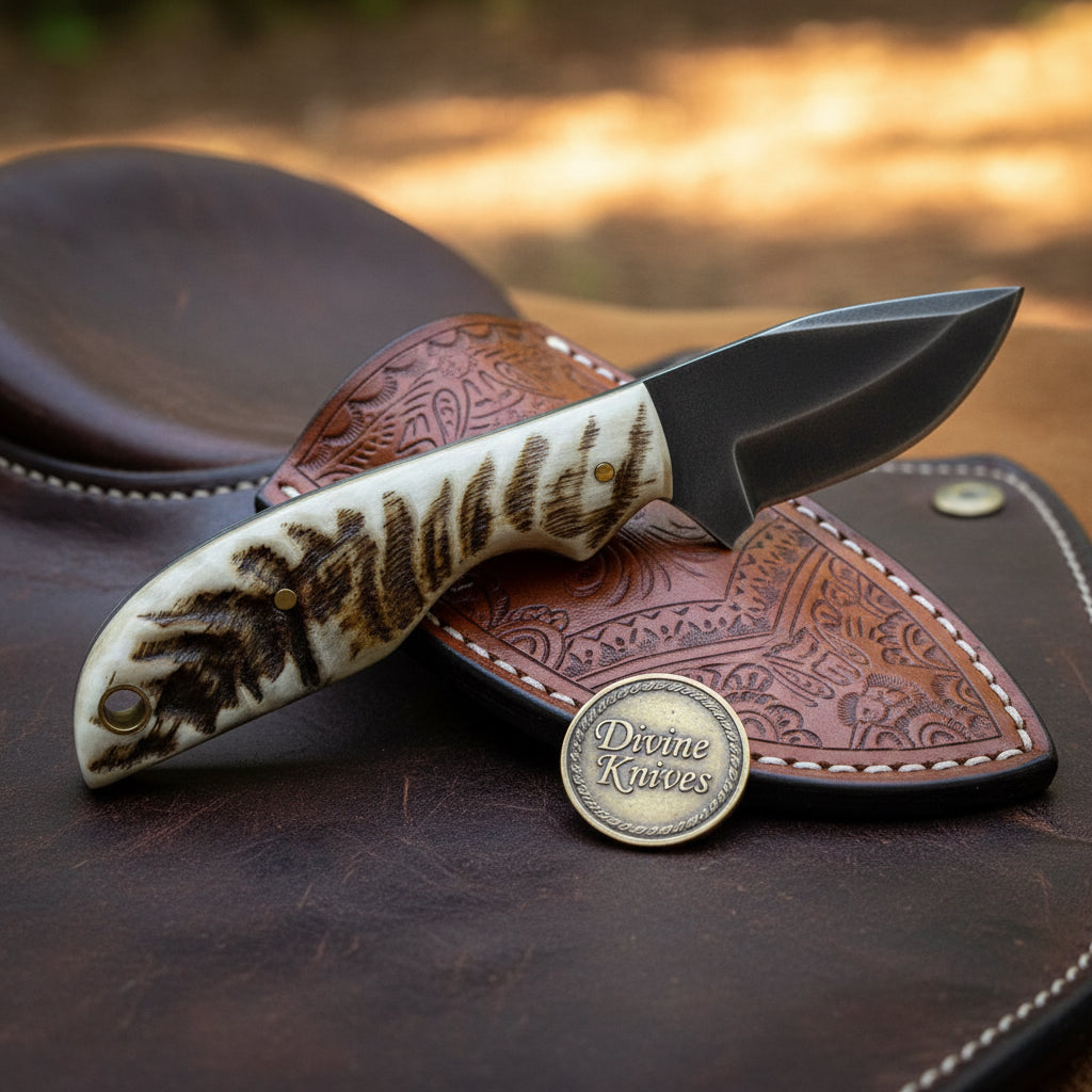 Blue Resin & Stag Horn Skinner Combo Set for Field Work