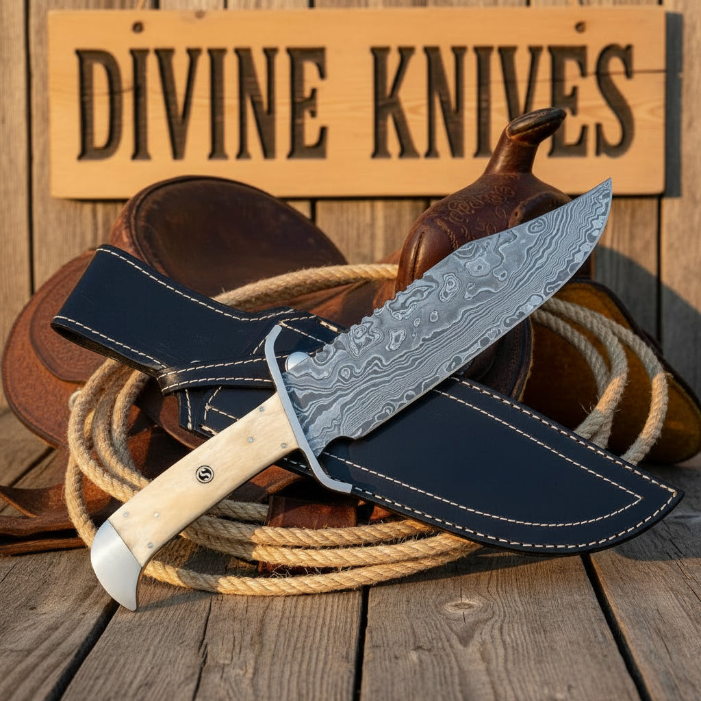 Camel Bone Sub-Hilt Bowie with Choked-Up Guard