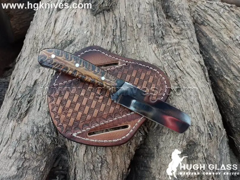 Dark Stag Horn Bull Cutter Knife for Ranch Chores and Gifting