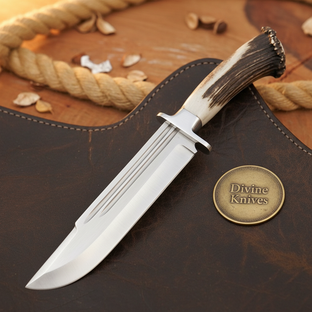 Crown Stag D2 Steel Rambo Bowie with Bold Blade