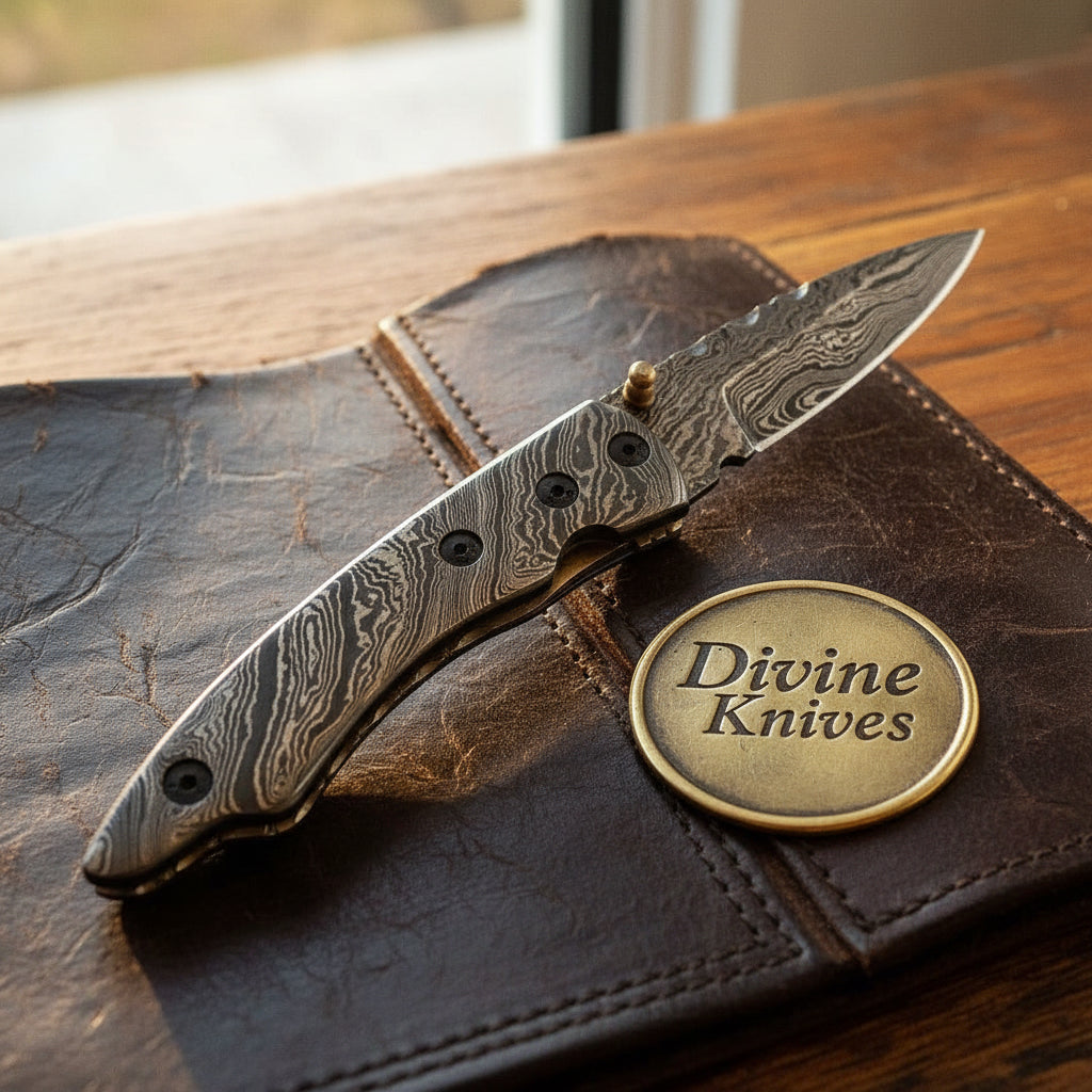 All-Damascus Steel Liner-Lock Folder with Matching Scales