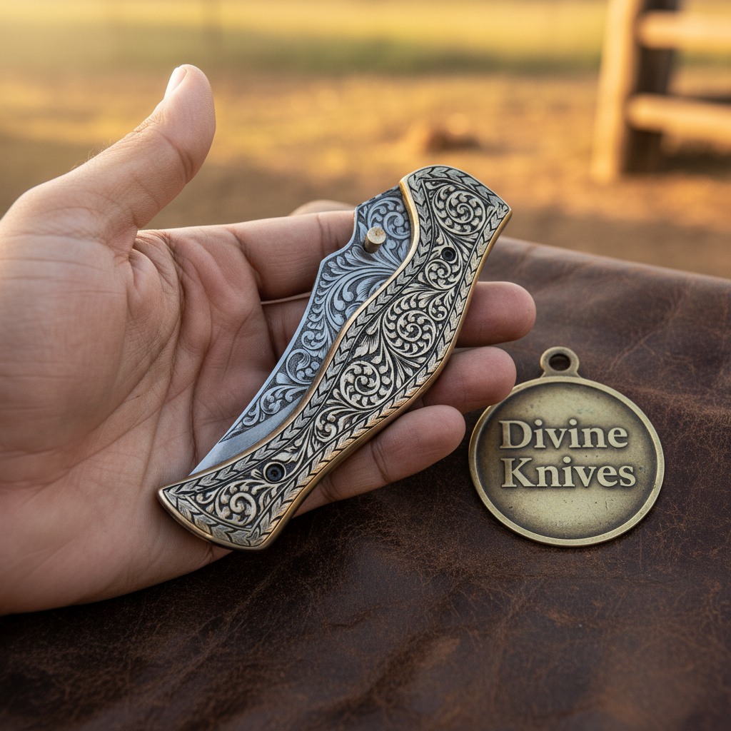 Engraved folding knife