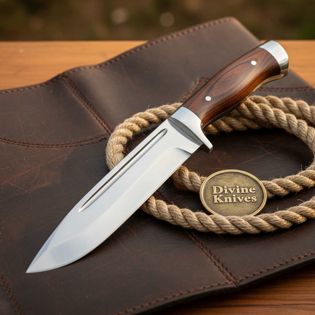 Rosewood Fuller Blade Drop Point Bowie with Classic Wood