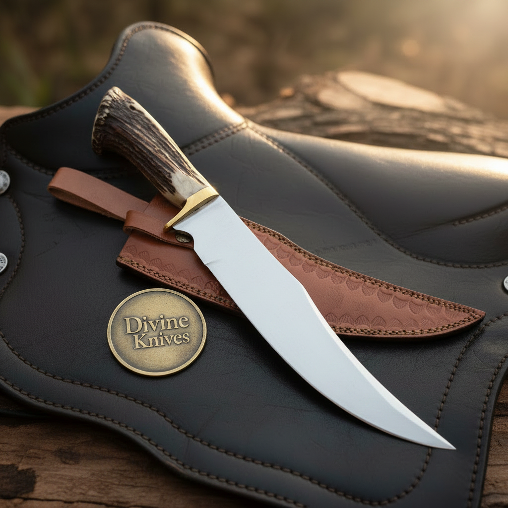 Crown Stag Trailing Point Hunter with Polished Blade