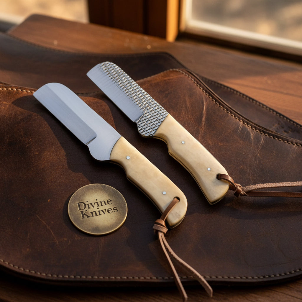 Camel Bone Bull Cutter Set with Rasp Steel and Carbon Steel