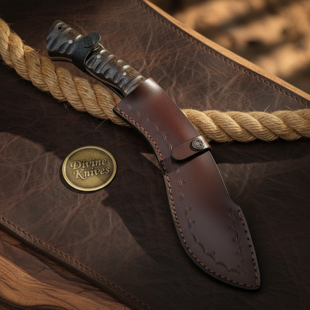 Black Textured Gurkha Kukri for Camp and Outdoor Work