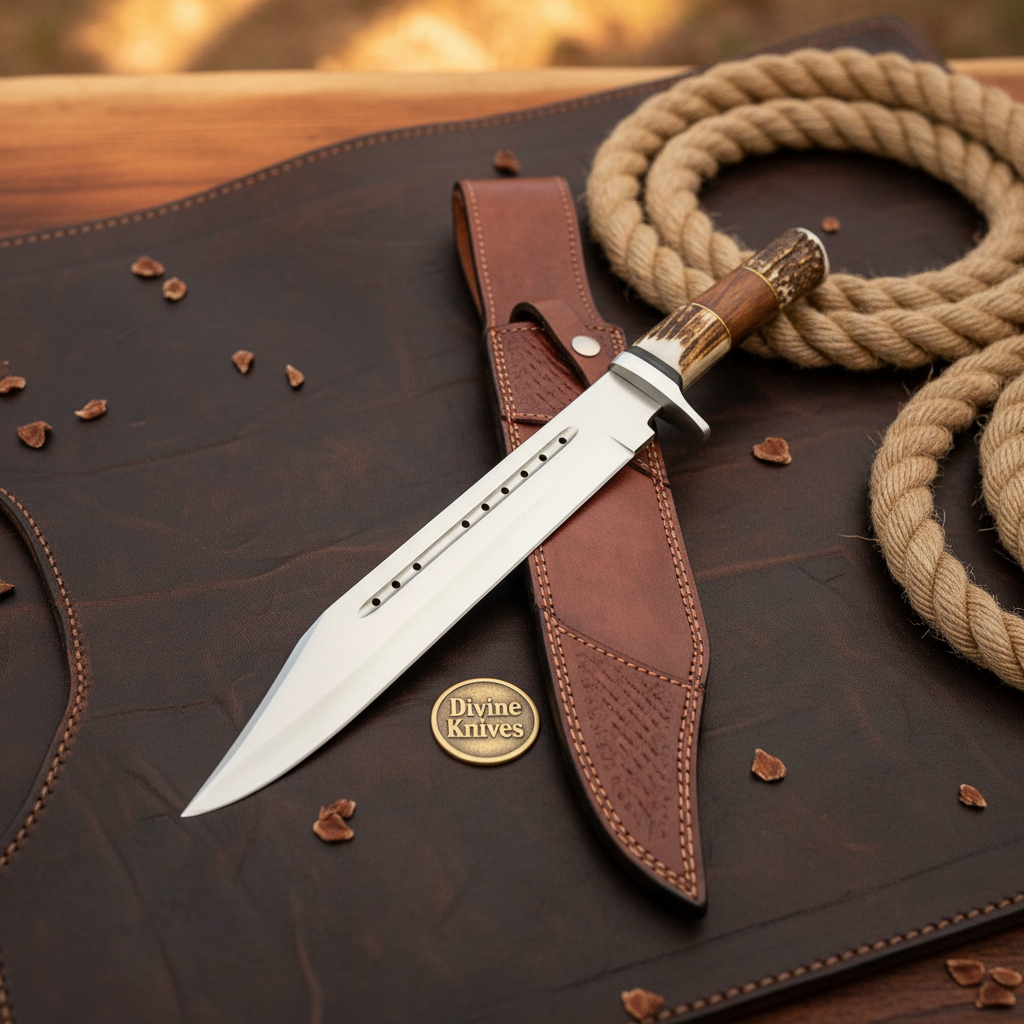 Antler Fuller Blade Rambo Bowie with Antler Rugged Handle
