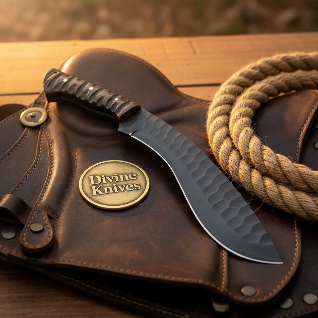 Black Textured Gurkha Kukri for Camp and Outdoor Work