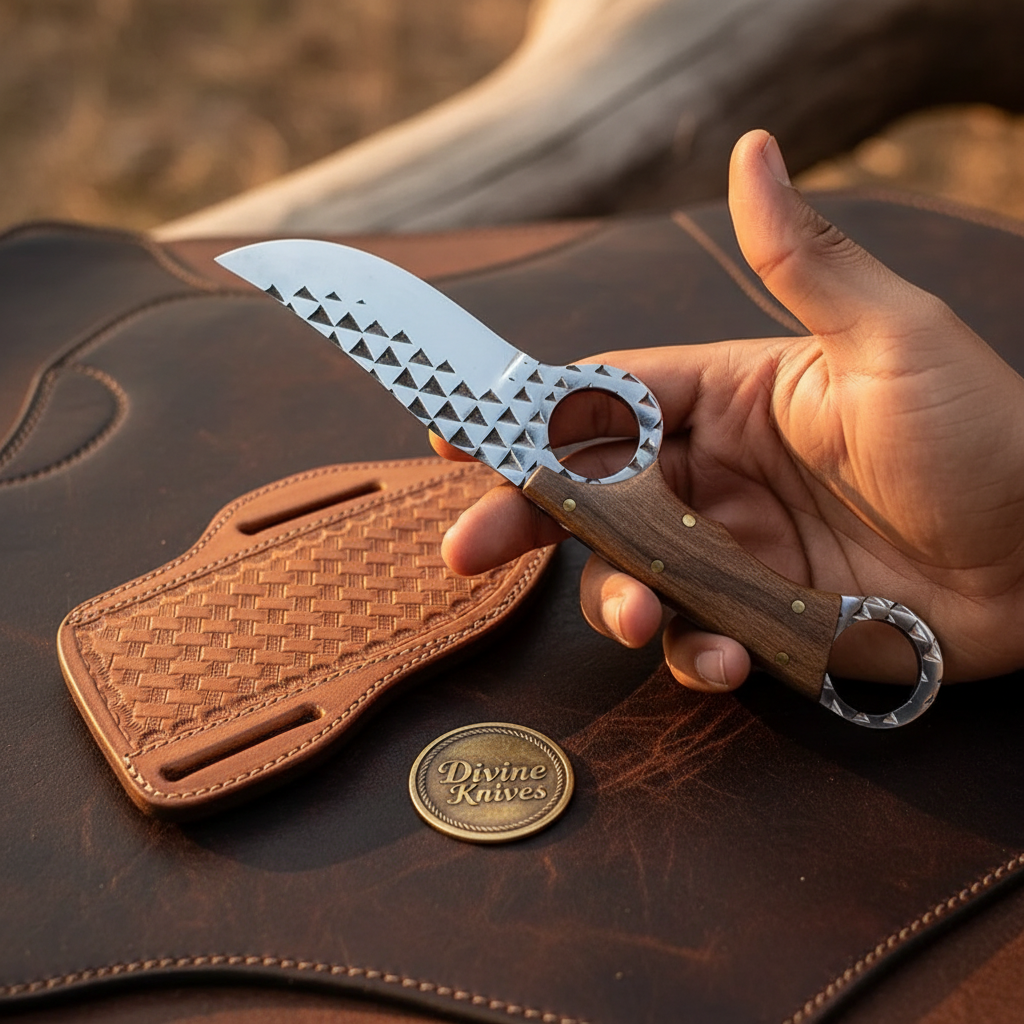 Karambit-Style Bull Cutter Knife for Ranch Work and Collecting