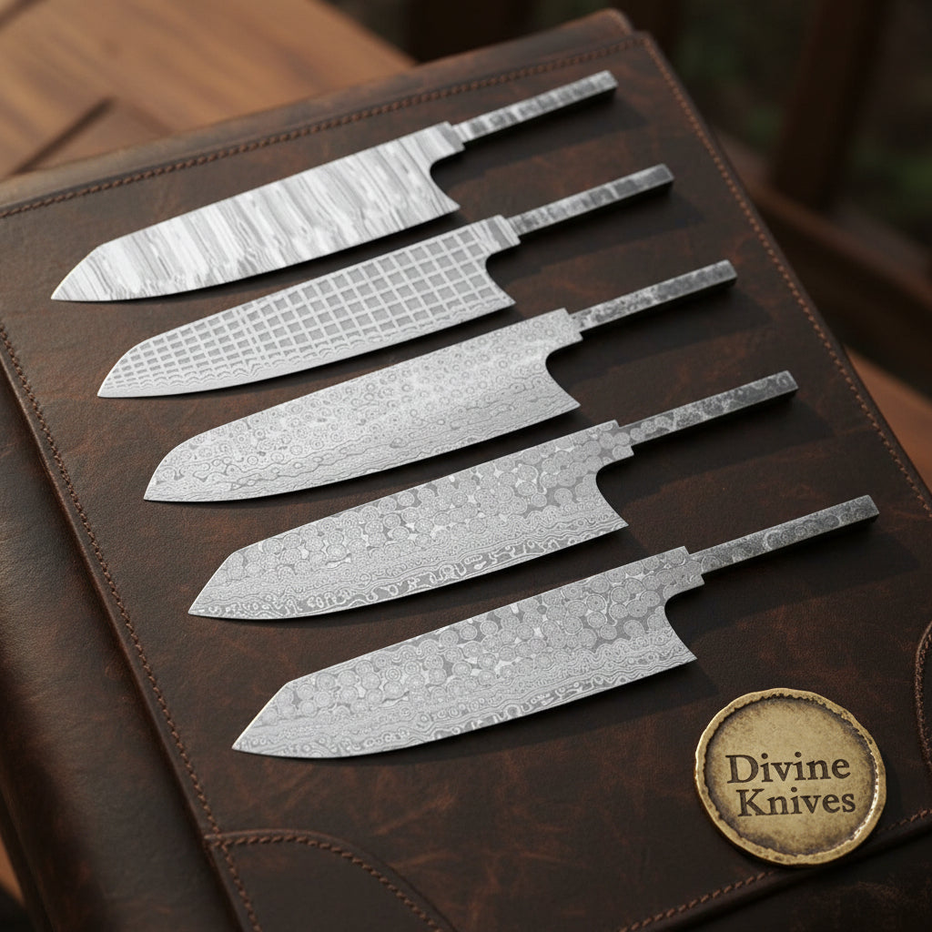Santoku and Bunka Blade Blanks Set for Custom Kitchen Knives