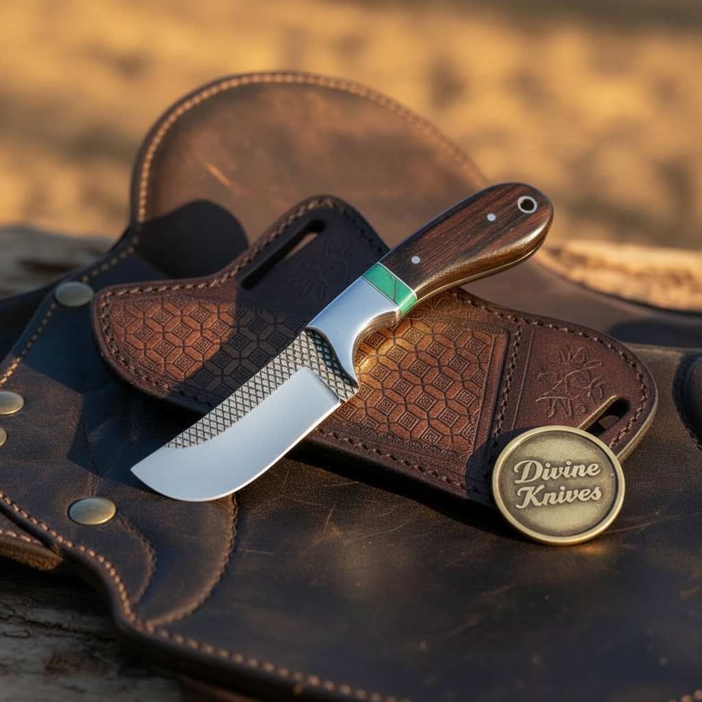 Rosewood Turquoise Bull Cutter Knife for Ranch Chores and Gifting