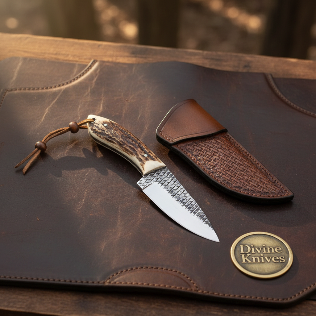 Crown Stag Drop Point Hunter Knife for Field Dressing and Camp Use