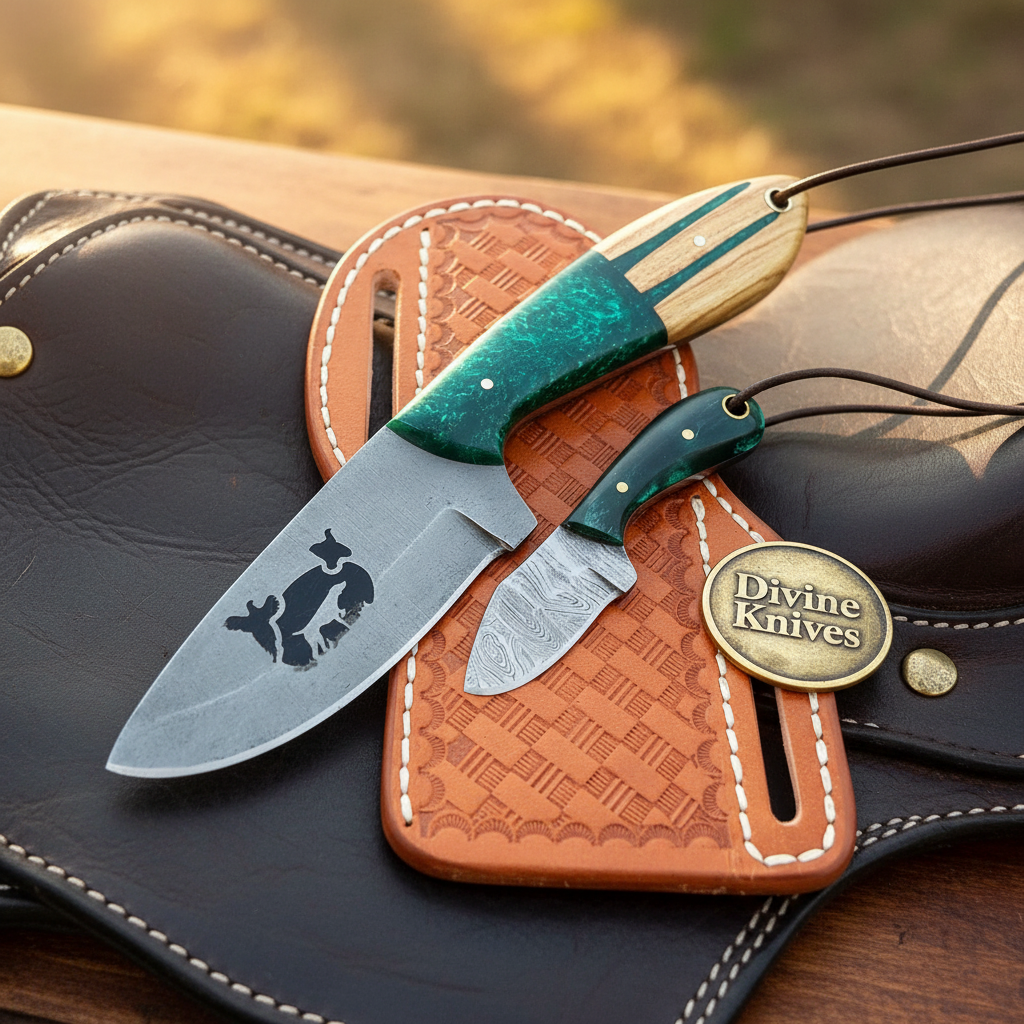 Cattle Engraved Ranch Hunter Knife for Collectors and Trail Use