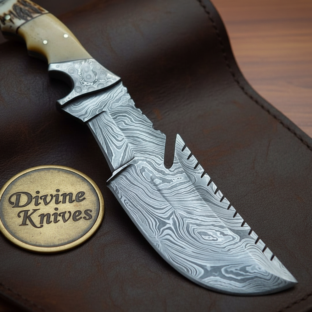 Damascus Antler and Camel Bone Hunting Tracker for Heavy Field Work