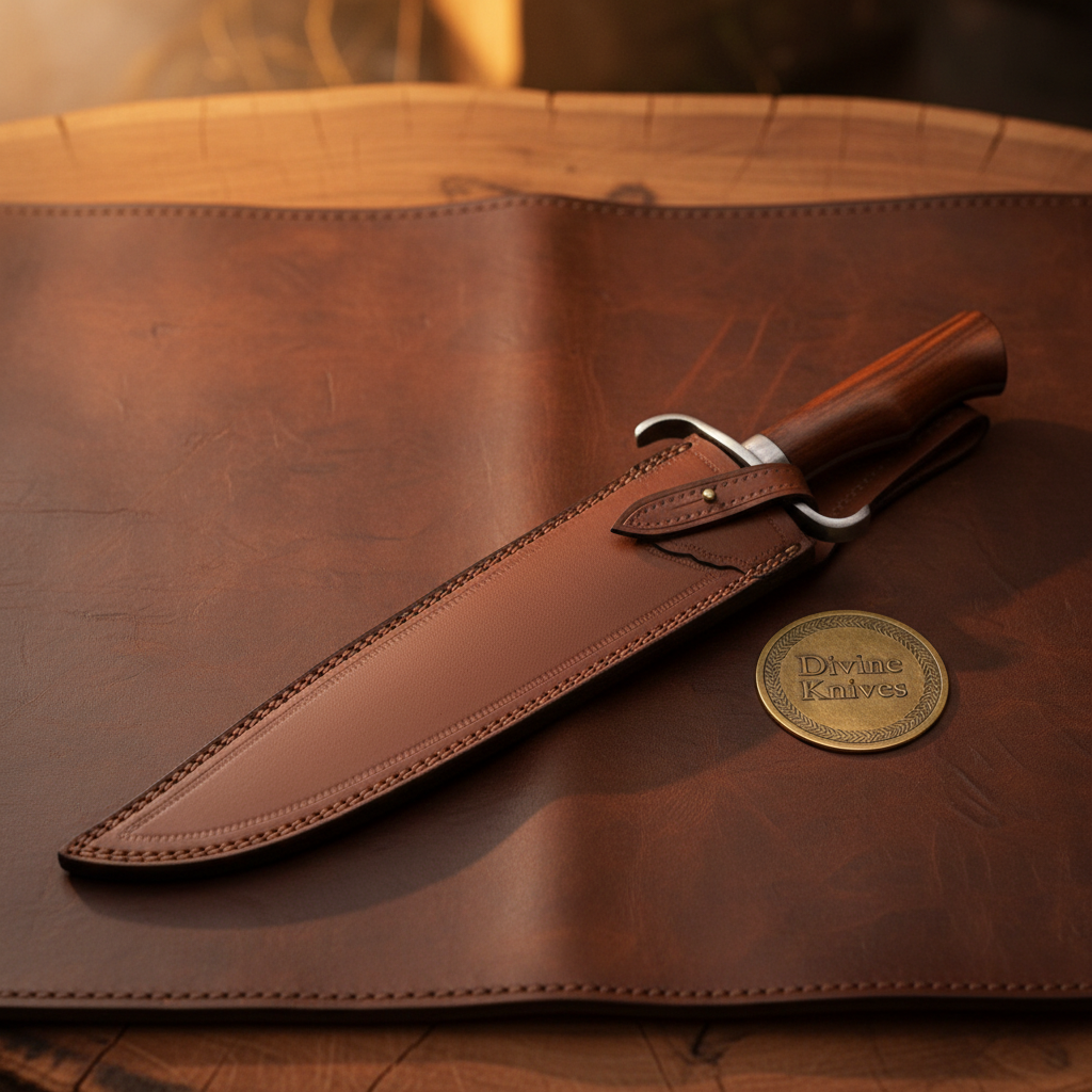 Hand Forged Frontier Bowie Knife with Rosewood Handle and Layered Clip Point Blade