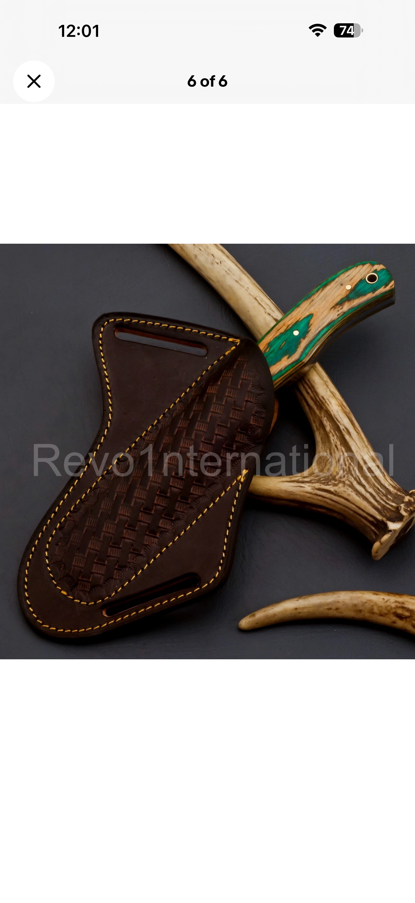 Wawona Cowboy Bull Cutter Knife with Squared Damascus Blade