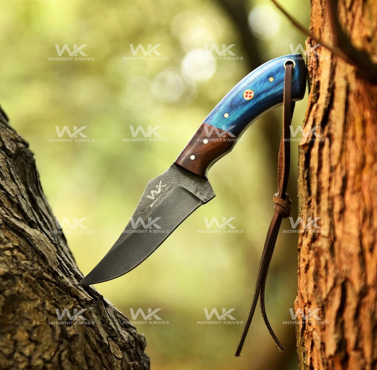 Blue Pakkawood Rite Edge Skinner with Stabilized Wood Handle