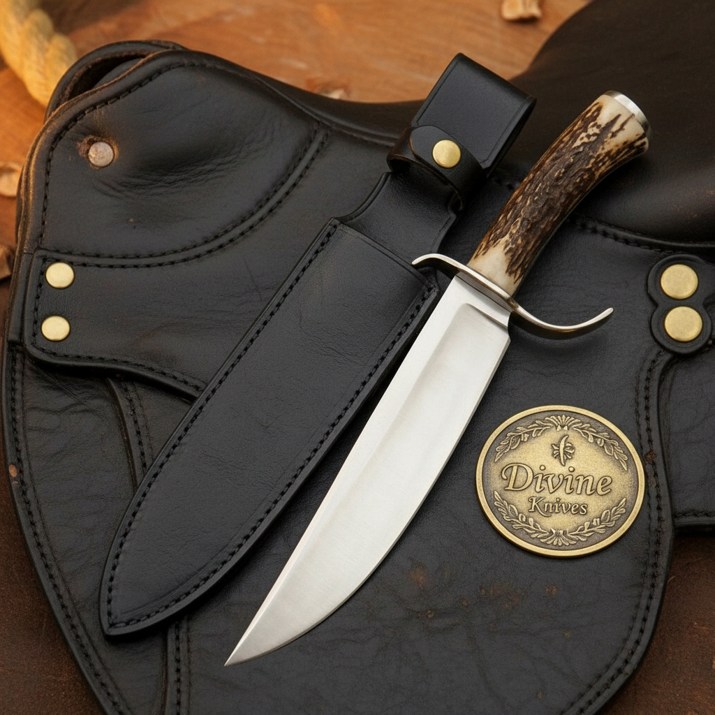 Coffin Antler Straight-Back Bowie with Classic Coffin Handle