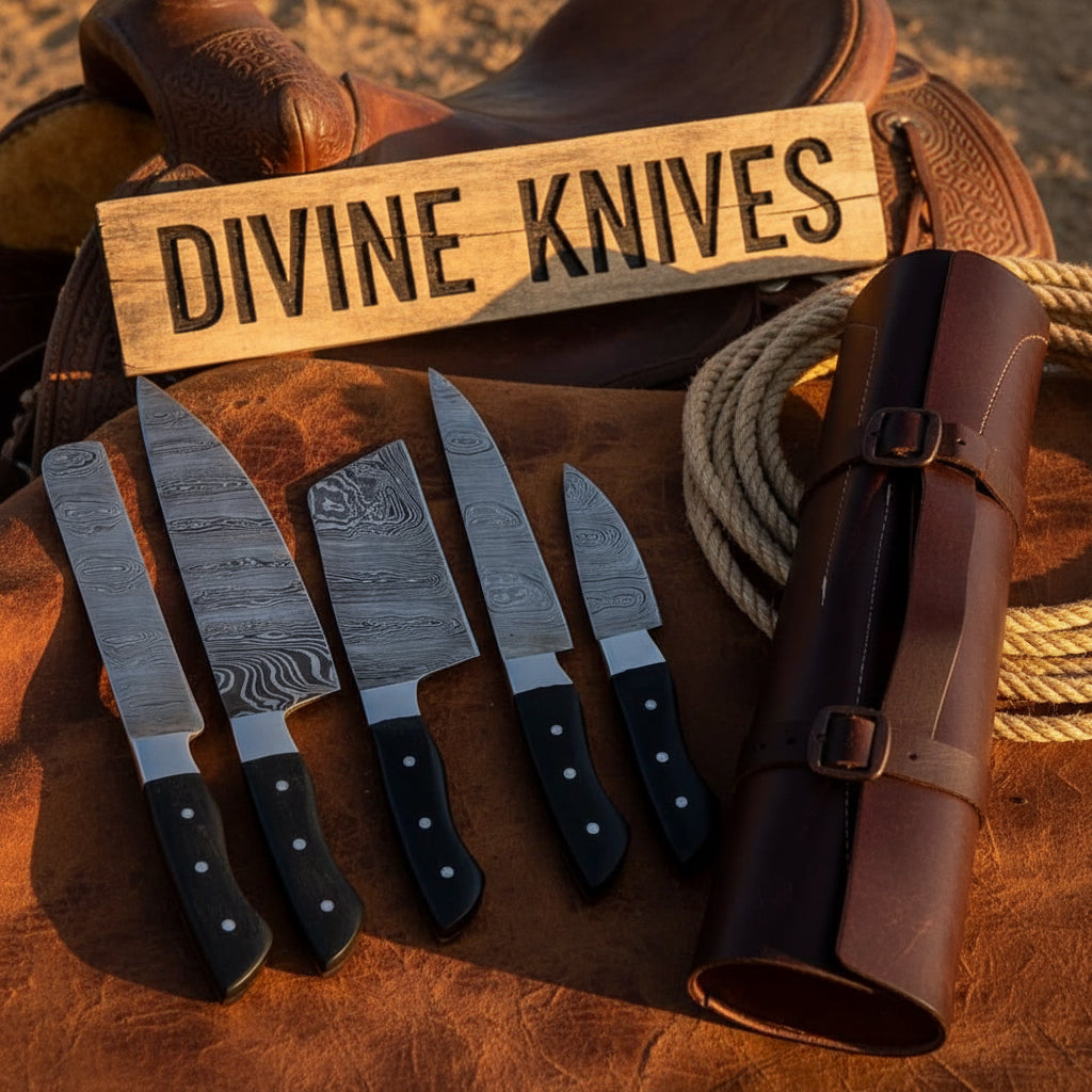 Black Onyx Damascus Culinary Set with Forged Blades for Gourmet Cooking