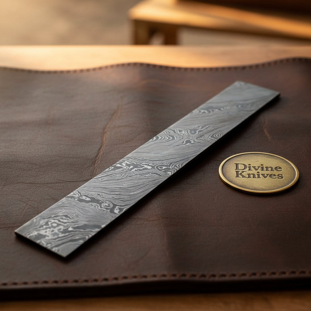 Hand Forged Steel Billet Bar for Knife Making with Layered Wave Pattern Finish