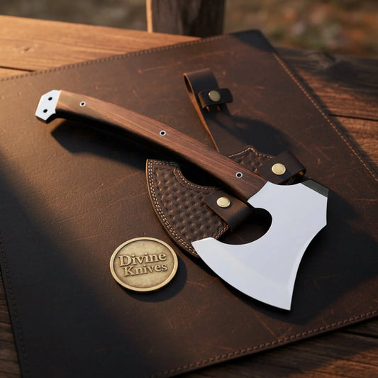 Eye Cutout Viking Tomahawk Hatchet with Large Cutout and Wood Handle