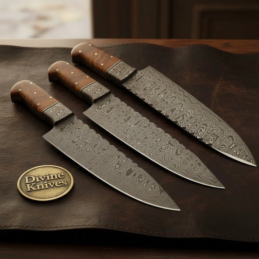 Rosewood 3-Piece Chef Knife Set for Home Cooks