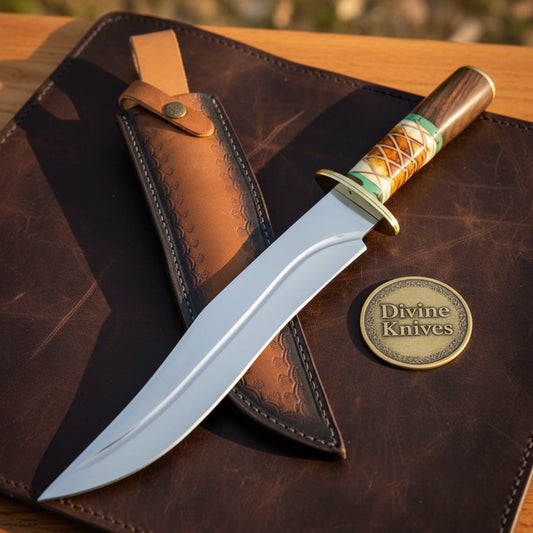 Native American Style Clip Point Bowie with Beadwork Handle