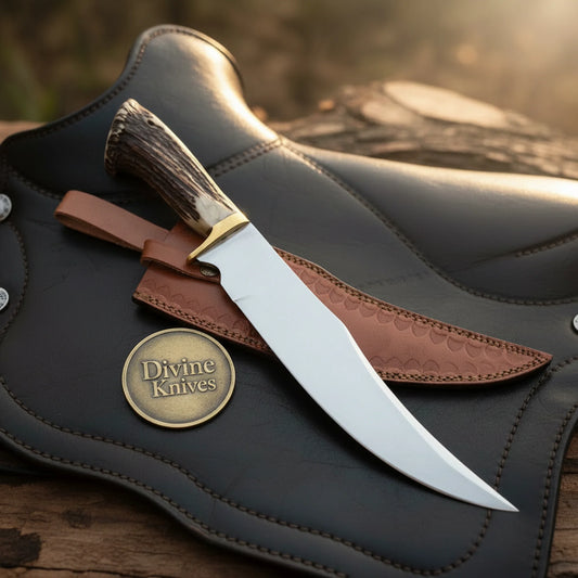 Crown Stag Trailing Point Hunter with Polished Blade