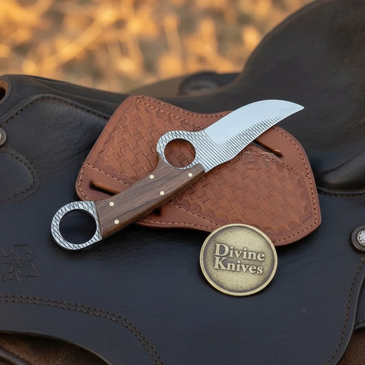 Karambit-Style Bull Cutter Knife for Ranch Work and Collecting