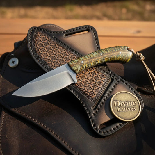 Yellow Ram Horn Drop Point Hunter Knife for Hunters and Outdoor Users