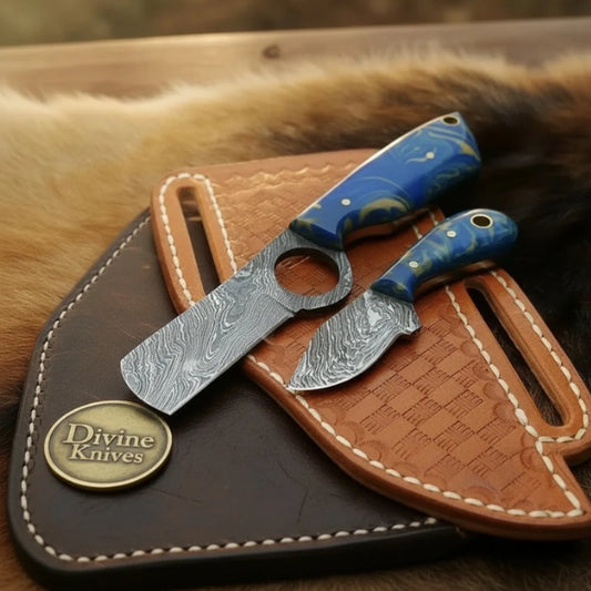 Blue Marbled Ring Bull Cutter & Neck Skinner Set for Field Dressing