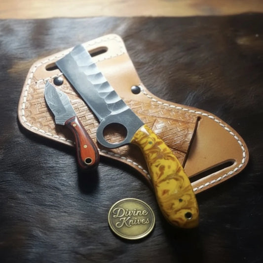 Yellow Resin Bull Cutter Knife Set for Ranch Chores and Gifting