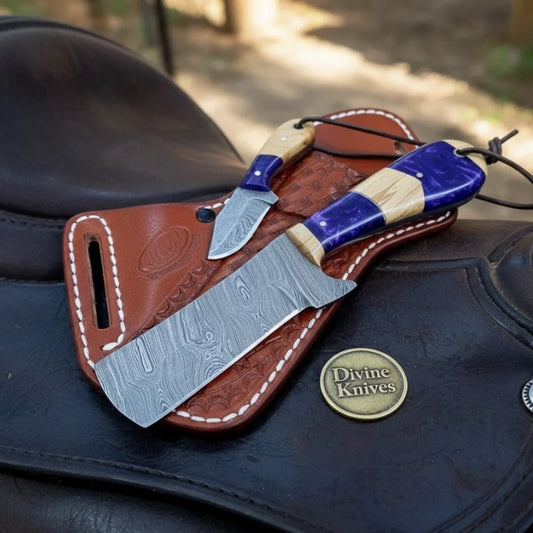 Purple Resin Bull Cutter Knife Set for Ranch Work and Collecting