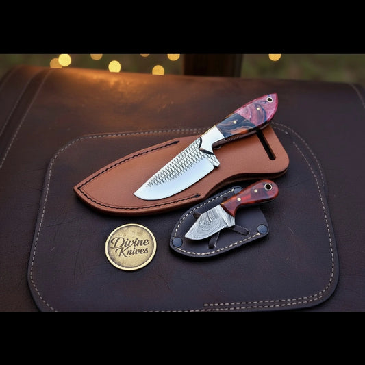 Multi-Color Resin Rasp Cowboy Knife Set with Two Bold Blades