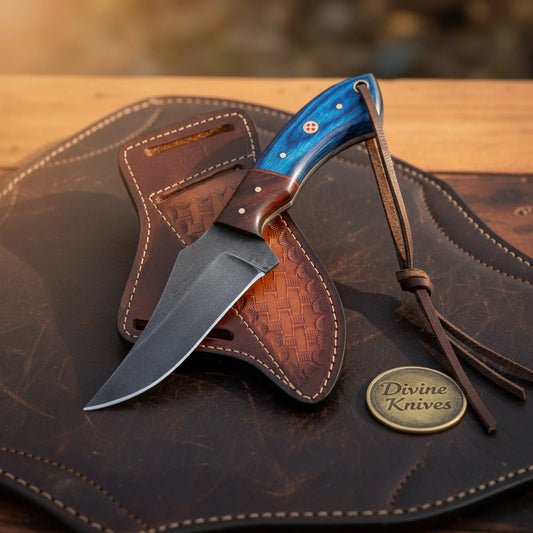 Blue Pakkawood Rite Edge Skinner with Stabilized Wood Handle